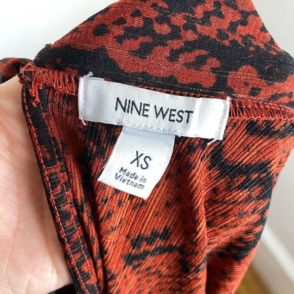NINE WEST | Slinky Mockneck Red Snake Print Blouse P506 - Picture 6 of 8